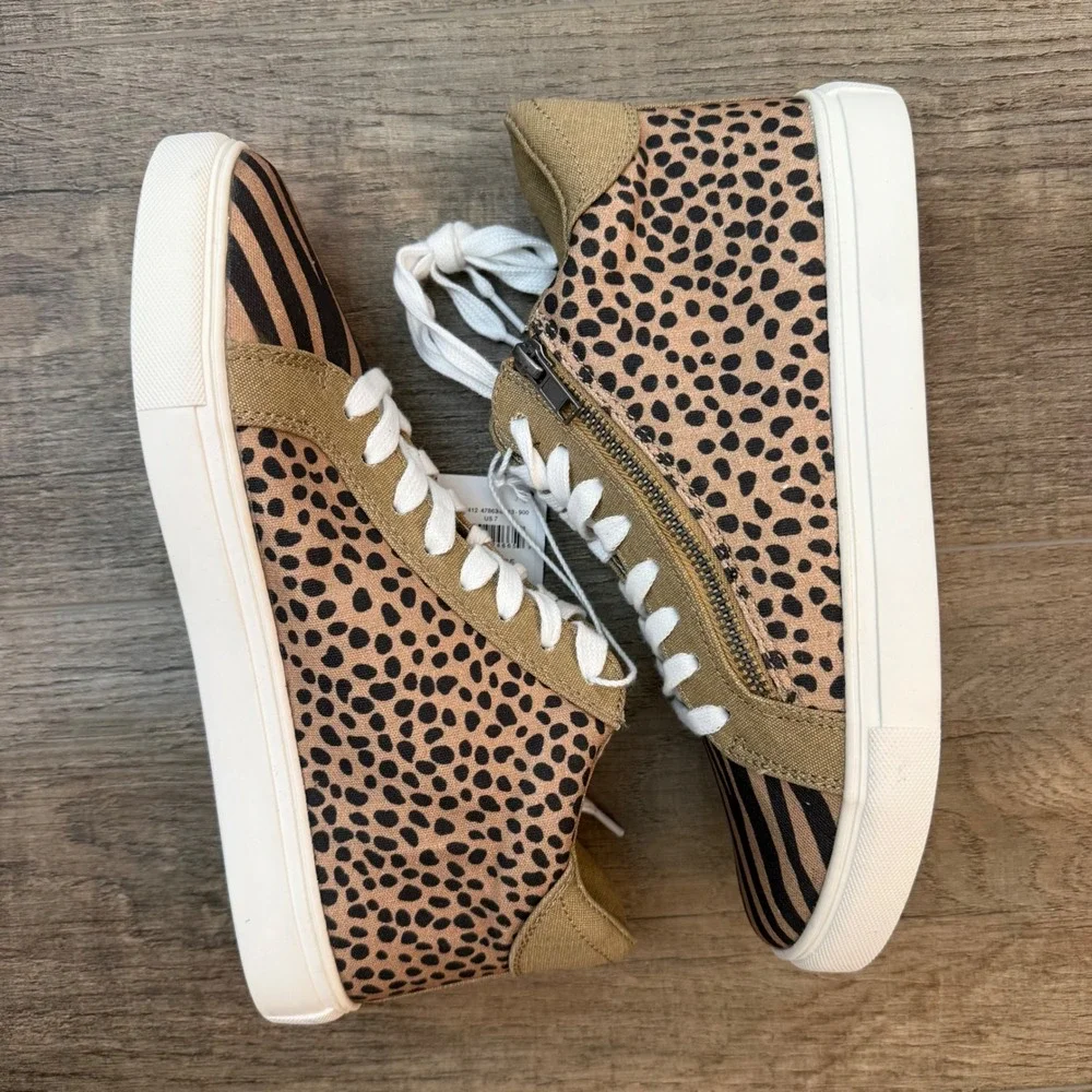 NEW Faryl by Farylrobin AE Animal Leopard Zebra High Top Sneakers Women 7 Street